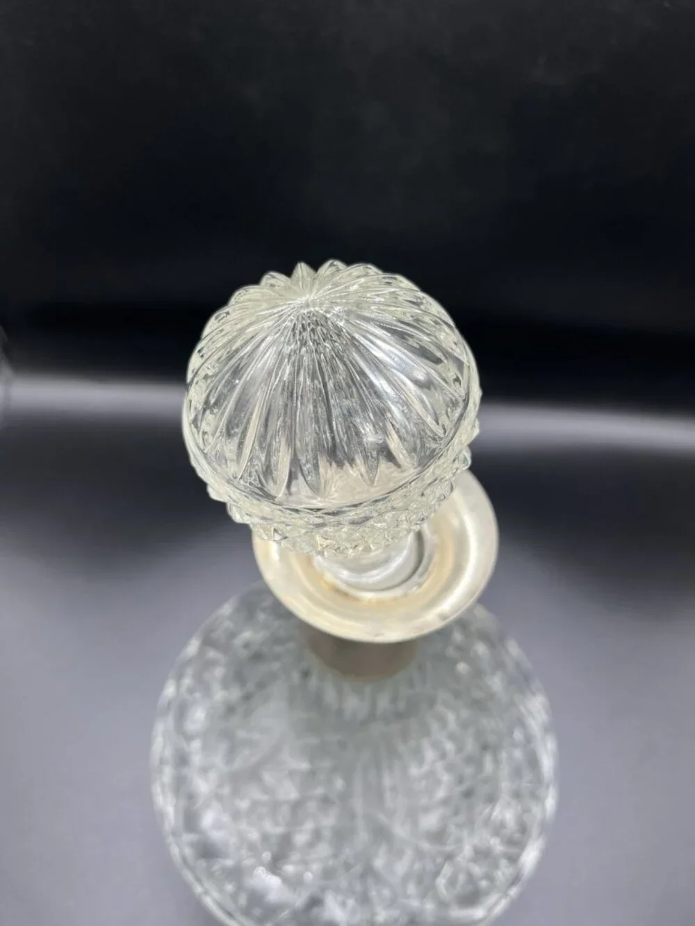 Vintage Pressed Glass Decanter Diamond Atomic Barware Bottle Hollywood MCM